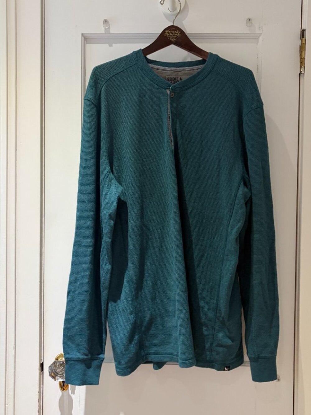 Eddie Bauer Henley Shirt Men's TXL Thermal Green Outdoor Camping - Picture 2 of 9